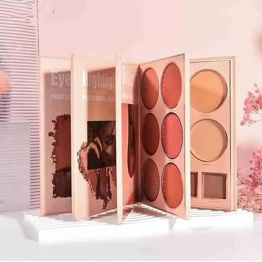 All in One Multipurpose Makeup Book Palette | 4in1 Makeup Eyeshadow Palette Blusher Contour Highlighter Blush| Matte Shades