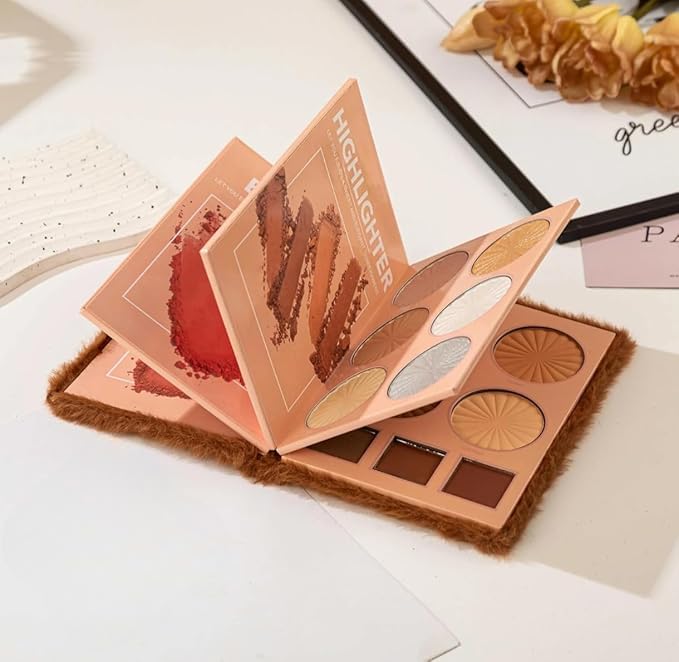 All in One Multipurpose Makeup Book Palette | 4in1 Makeup Eyeshadow Palette Blusher Contour Highlighter Blush| Matte Shades